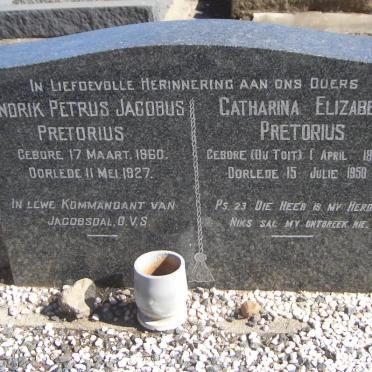 PRETORIUS Hendrik Petrus Jacobus 1860-1927 &amp; Catharina Elizabeth DU TOIT 1868-1950