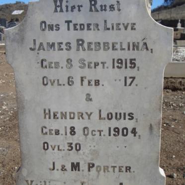 PORTER Hendry Louis 1904-1904 :: PORTER James Rebbelina 1915-1917
