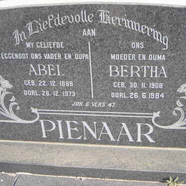 PIENAAR Abel 1888-1973 &amp; Bertha 1908-1984
