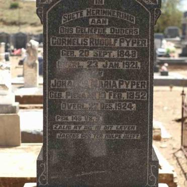 PYPER Cornelis Rudolf 1848-1921 &amp; Johanna Maria PIENAAR 1852-1924