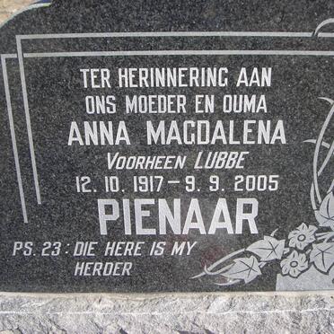 PIENAAR Anna Magdalena nee LUBBE 1917-2005
