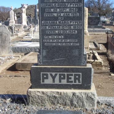 PYPER Cornelius Rudolf 1848-1921 &amp; Johanna Maria PIENAAR 1852-1924 :: JACOBS Gideon Francois 1926-1926