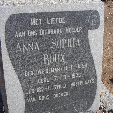 ROUX Anna Sophia nee WEIDEMAN 1854-1926