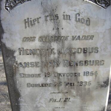 RENSBURG Hendrik Jacobus, Janse van 1854-1935