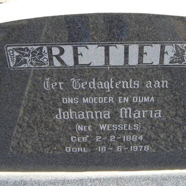 RETIEF Johanna Maria nee WESSELS 1884-1978