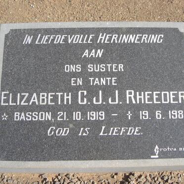 RHEEDER Elizabeth C.J.J. BASSON 1919-1985