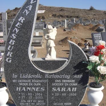 RENSBURG Hannes, van 1934-2002 &amp; Sarah 1936-