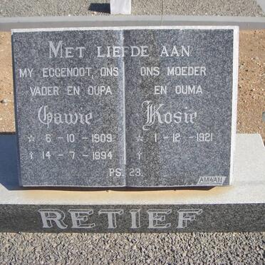 RETIEF Gawie 1909-1994 &amp; Kosie 1921-