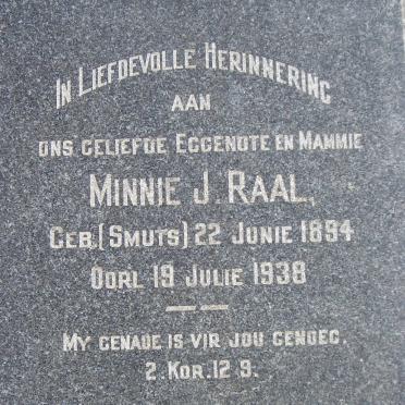 RAAL Minnie J. nee SMUTS 1894-1938