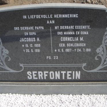 SERFONTEIN Jacobus H. 1909-1991 &amp; Cornelia M. SCHLEBUSCH 1907-1981