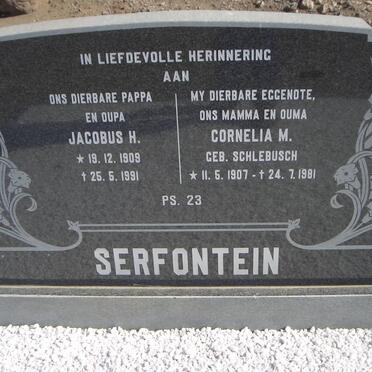 SERFONTEIN Jacobus H. 1909-1991 &amp; Cornelia M. SCHLEBUSCH 1907-1981