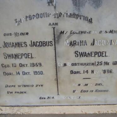 SWANEPOEL Daniel Johannes Jacobus 1869-1950 &amp; Martha Jacomina OOSTHUIZEN 1859-1936