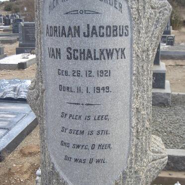 SCHALKWYK Adriaan Jacobus, van 1921-1949