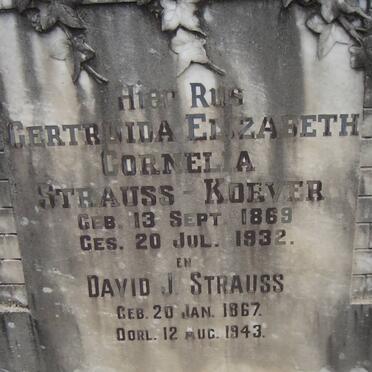 STRAUSS David J. 1867-1943 :: STRAUSS-KOEVER Gertruida Elizabeth Cornelia 1869-1932
