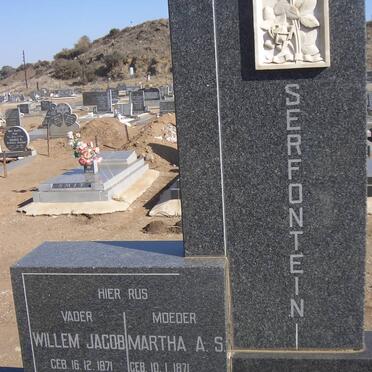 SERFONTEIN Willem Jacob 1871-1960 &amp; Martha A.S. 1871-1962