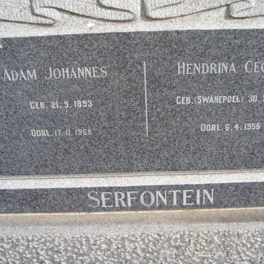 SERFONTEIN Adam Johannes 1893-196? &amp; Hendrina Cecilia SWANEPOEL 1888-1955