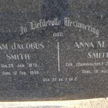 SMITH Adam Jacobus 1875-1949 &amp; Anna M.M.G. DANNHAUSER 1880-1958