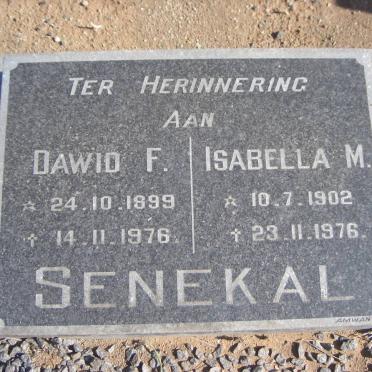 SENEKAL Dawid F. 1899-1976 &amp; Isabella M. 1902-1976