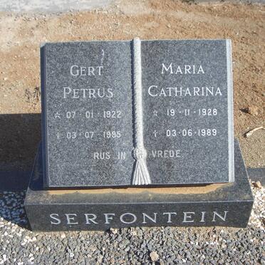 SERFONTEIN Gert Petrus 1922-1995 &amp; Maria Catharina 1928-1989