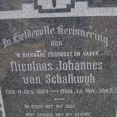 SCHALKWYK Nicolaas Johannes, van 1884-1942 &amp; Isabella Maria GROBBELAAR 1888-1981 