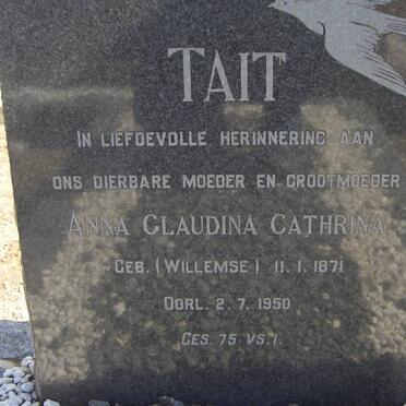 TAIT Anna Claudina Catharina nee WILLEMSE 1871-1950