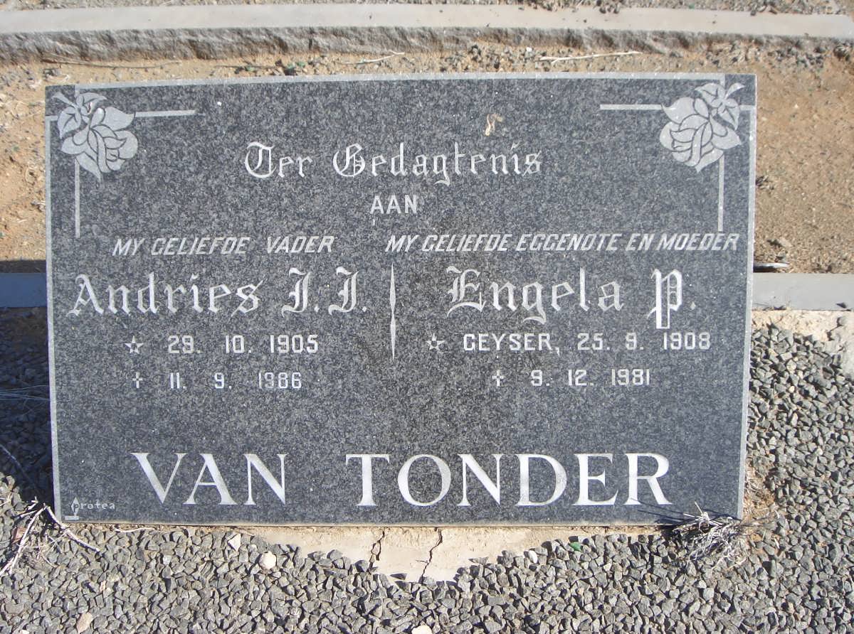 TONDER Andries, J.J., van 1905-1986 &amp; Engela P. GEYSER 1908-1981