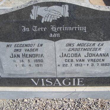 VISAGIE Jan Hendrik 1890-1971 &amp; Jacoba Johanna VAN VREDEN 1913-1983