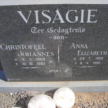 VISAGIE Christoffel Johannes 1909-1983 &amp; Anna Elizabeth 1908-1990