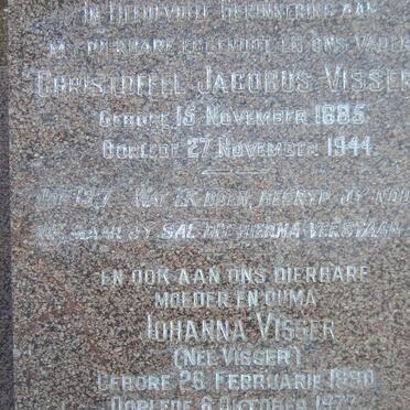 VISSER Christoffel Jacobus 1885-1944 &amp; Johanna VISSER 1890-1977