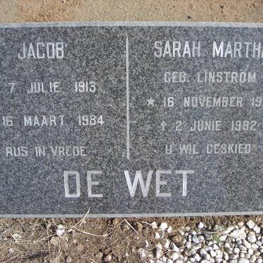 WET Jacob, de 1913-1984 &amp; Sarah Martha LINDSTRÖM 1915-1982