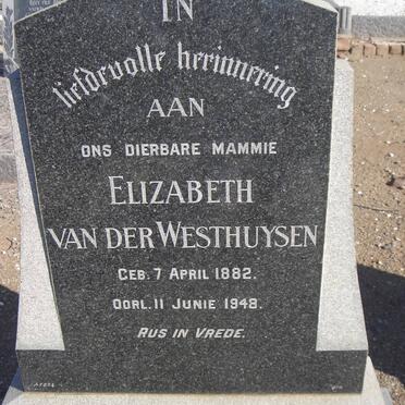 WESTHUYSEN Elizabeth, van der 1882-1948