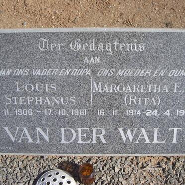 WALT Louis Stephanus, van der 1906-1981 &amp; Margaretha E.C. 1914-1997