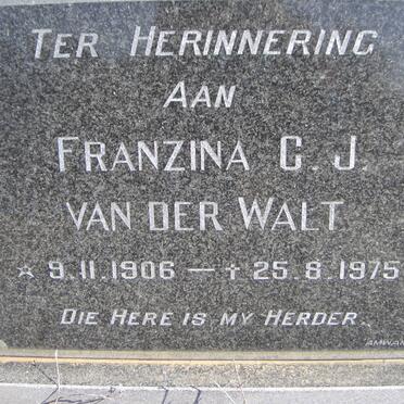 WALT Franzina C.J., van der 1906-1975