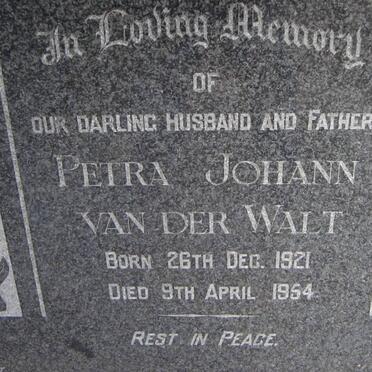 WALT Petra Johann, van der 1921-1954