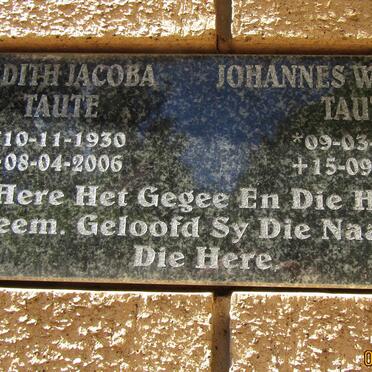 TAUTE Johannes Wilhelmus 1924-2007 &amp; Judith Jacoba 1930-2006