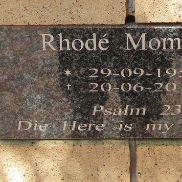 MOMBERG Rhodé 1956-2018