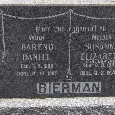 BIERMAN Barend Daniel 1890-1965 &amp; Susanna Elizabeth ERASMUS 1894-1970