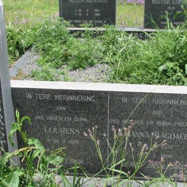 BADENHORST Lourens 1921- &amp; Johanna Magdalena PRETORIUS 1932-1990
