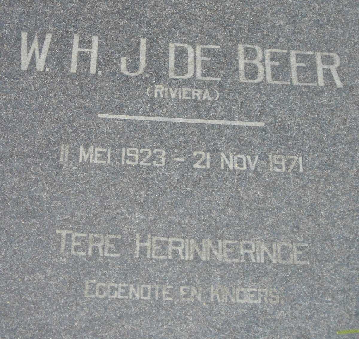 BEER W.H.J., de 1923-1971