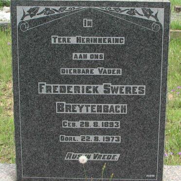 BREYTENBACH Frederick Sweres 1893-1973 &amp; Rachel Johanna VAN BLERK 1887-1953