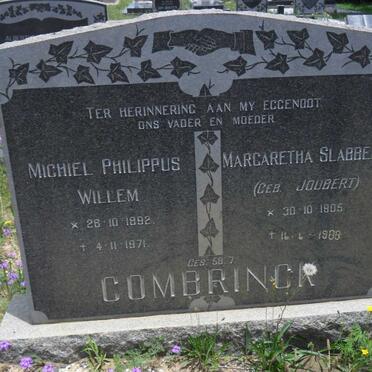 COMBRINCK Michiel Philippus Willem 1892-1971 &amp; Margaretha Slabbert nee JOUBERT 1905-1988