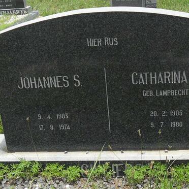 CILLIERS Johannes S. 1903-1974 &amp; Catharina R. LAMPRECHT 1905-19 80