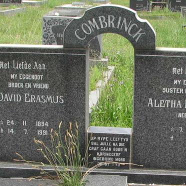 COMBRINCK David Erasmus 1894-1991 &amp; Aletha Elizabeth COX 1905-