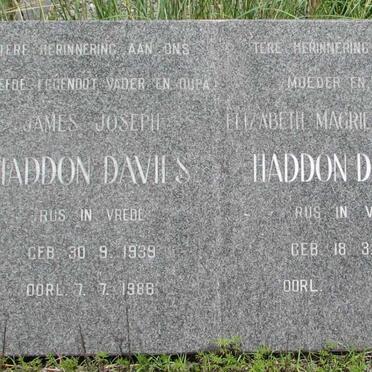 DAVIES James Joseph, Haddon 1939-1988 &amp; Elizabeth Magrietha Louis 1943-