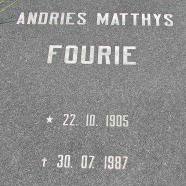 FOURIE Andries Matthys 1905-1987