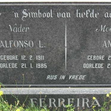 FERREIRA Alfonso L. 1911-1985 &amp; Anna 1916-1967