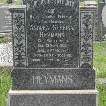 HEŸMANS Andrea Stefina nee PRETORIUS 1900-1954
