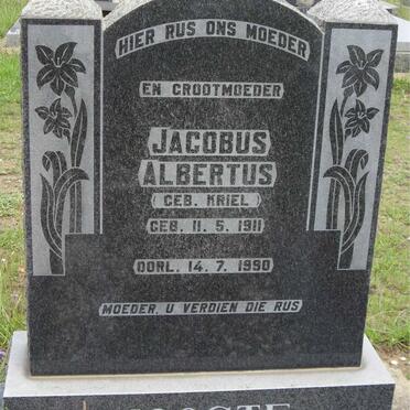 JOOSTE Jacobus Albertus nee KRIEL 1911-1990