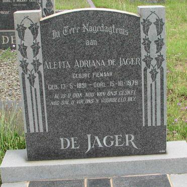 JAGER Aletta Adriana, de nee PIENAAR 1891-1979