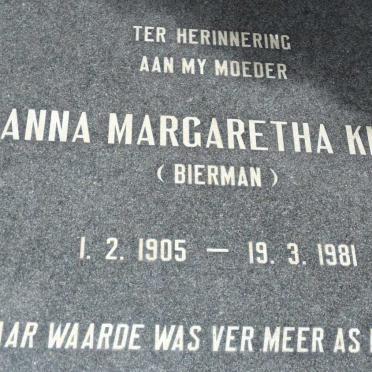 KING Anna Margaretha nee BIERMAN 1905-1981